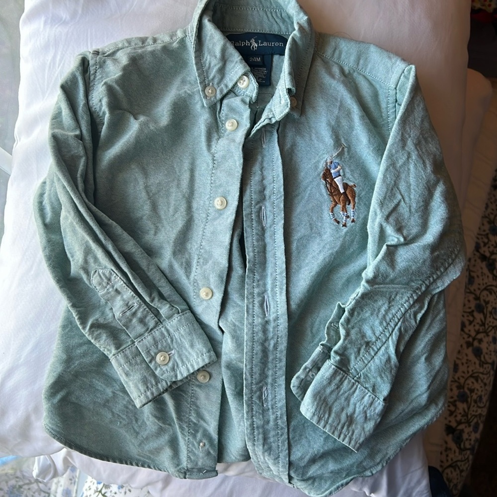Ralph Lauren Boys 24 mo Green Dress Shirt